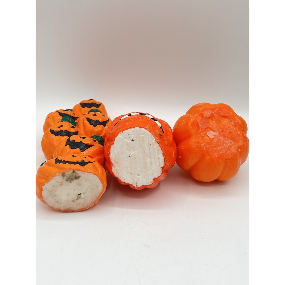 Vintage Halloween Jack O Lantern Pumpkin Candles Lot of 3 Holiday Decor - Picture 10 of 12